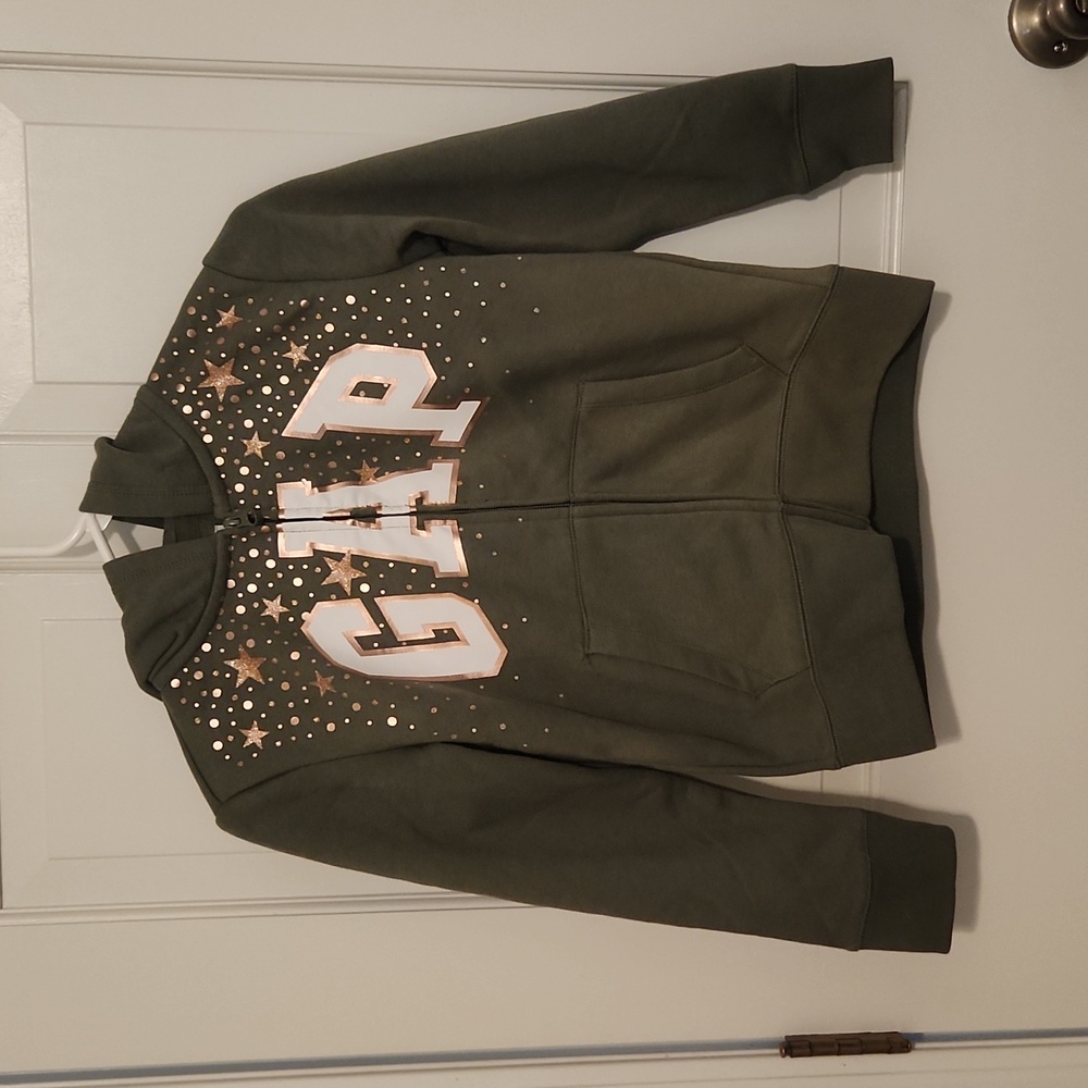 Olive Green and Sparkle GAP full zip sweatshirt
